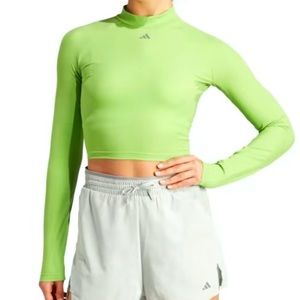 NWOT adidas HIIT HEAT.RDY Long Sleeve Crop Open Back Areas Wrapping Mesh Panels